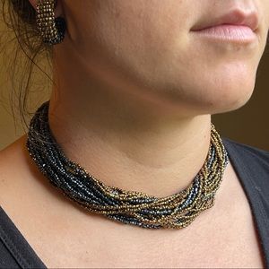 Vintage Miriam Haskell choker and clip earrings